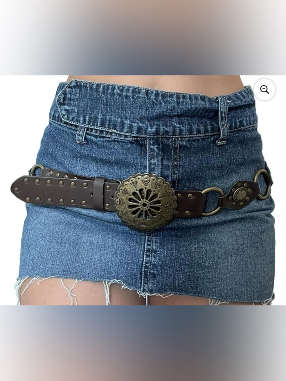 NWT Haute Hippie Western Boho Studded Waist Belt Brown Gold Hardware Size XL